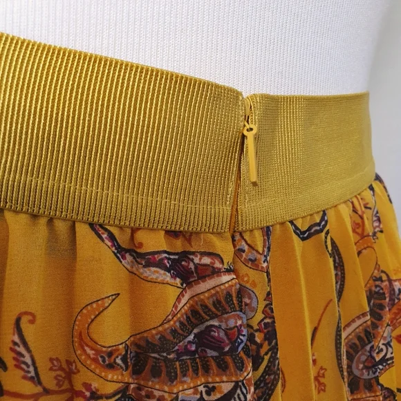 VERONIKA MAINE Pleated Maxi Skirt with Paisley Print Size 14 - Picture 5 of 6